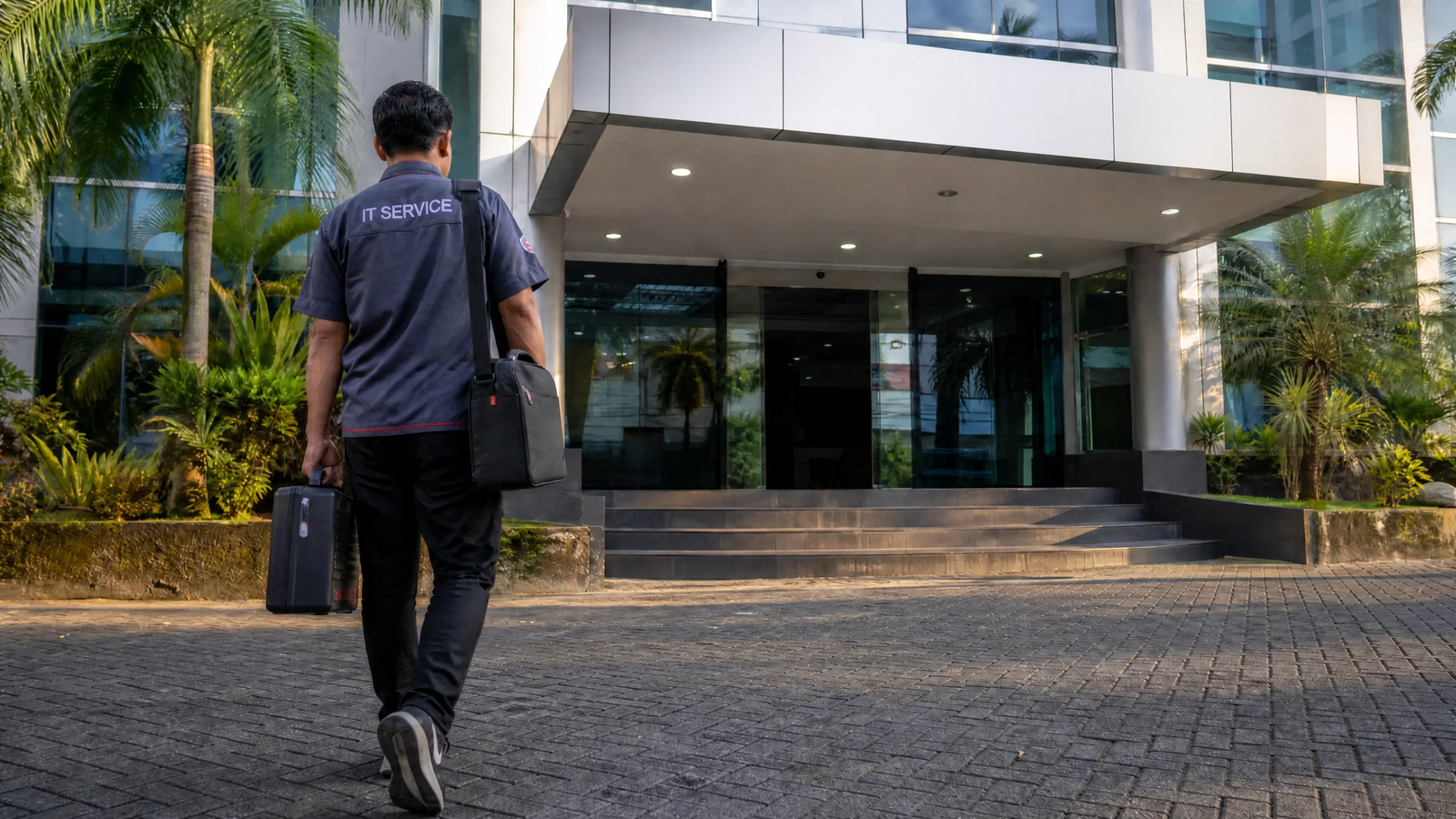 Teknisi Wartek Manado menuju lokasi klien